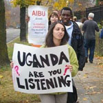 Protestors argue against Uganda's anti-gay legislation