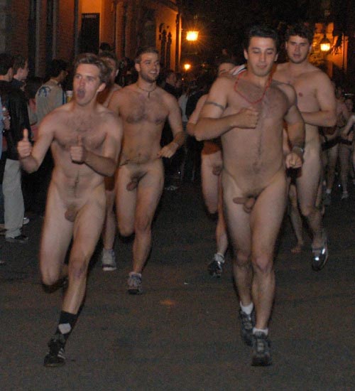 Naked guys jogging