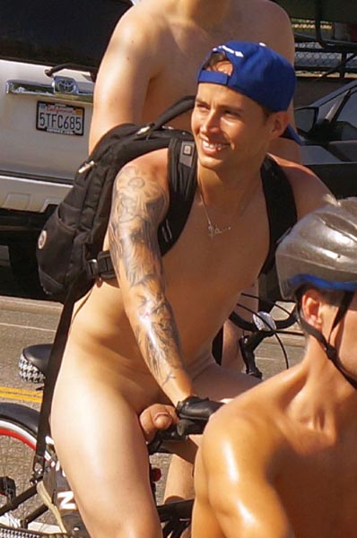 guy naked on a bike